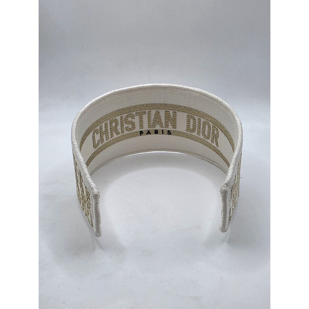 Christian Dior Beige gold Logo patterned canvas wide headband - Picture 4 of 13